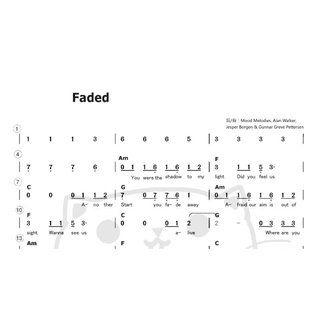 Alan Walker - Faded。樂譜簡譜