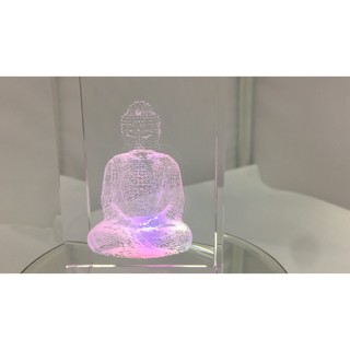 鉑麗星玻璃水晶內雕工藝擺件(1入)迷你款釋迦牟尼佛/關公關帝爺/南無阿彌陀佛 3D立體浮雕 佛堂擺飾風水擺設祈福平安