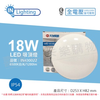 [喜萬年]含稅 大友照明innotek LED 18W 白光 IP54 全電壓 星空水鑽 吸頂燈_IN430022