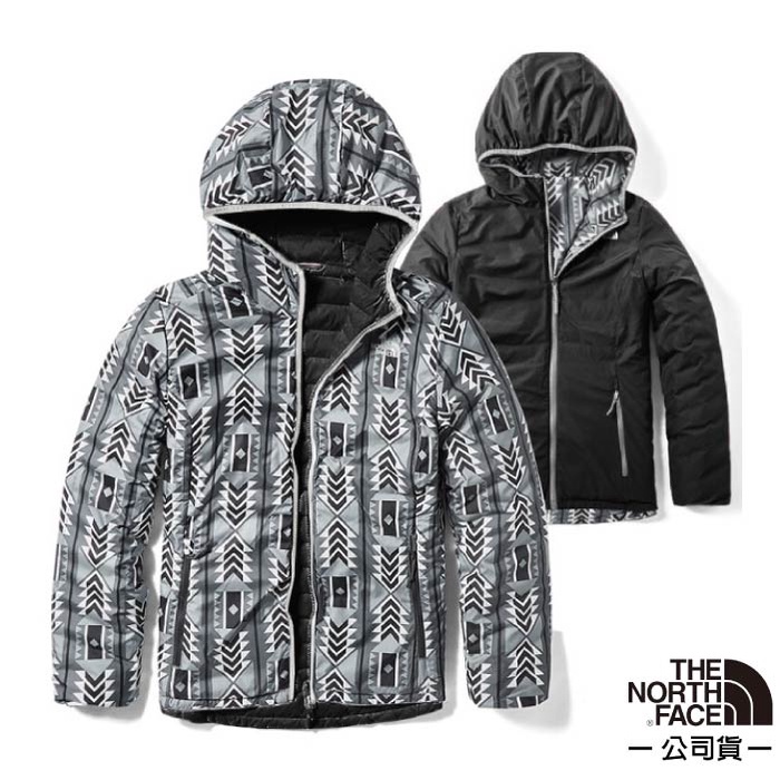 【美國 The North Face】女新款 防風防潑透氣保暖兩面穿羽絨外套 3KTM-9RA 黑 V