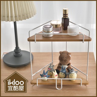 【ikloo】桌上雙層竹板角落置物架/裝飾架/桌邊架/置物架/展示架_BA98