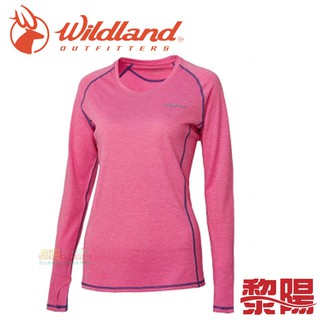 Wildland 荒野 圓領雙色抗UV長袖上衣 女款 (粉色) 防曬/排汗透氣/快乾/登山休閒 12W61611