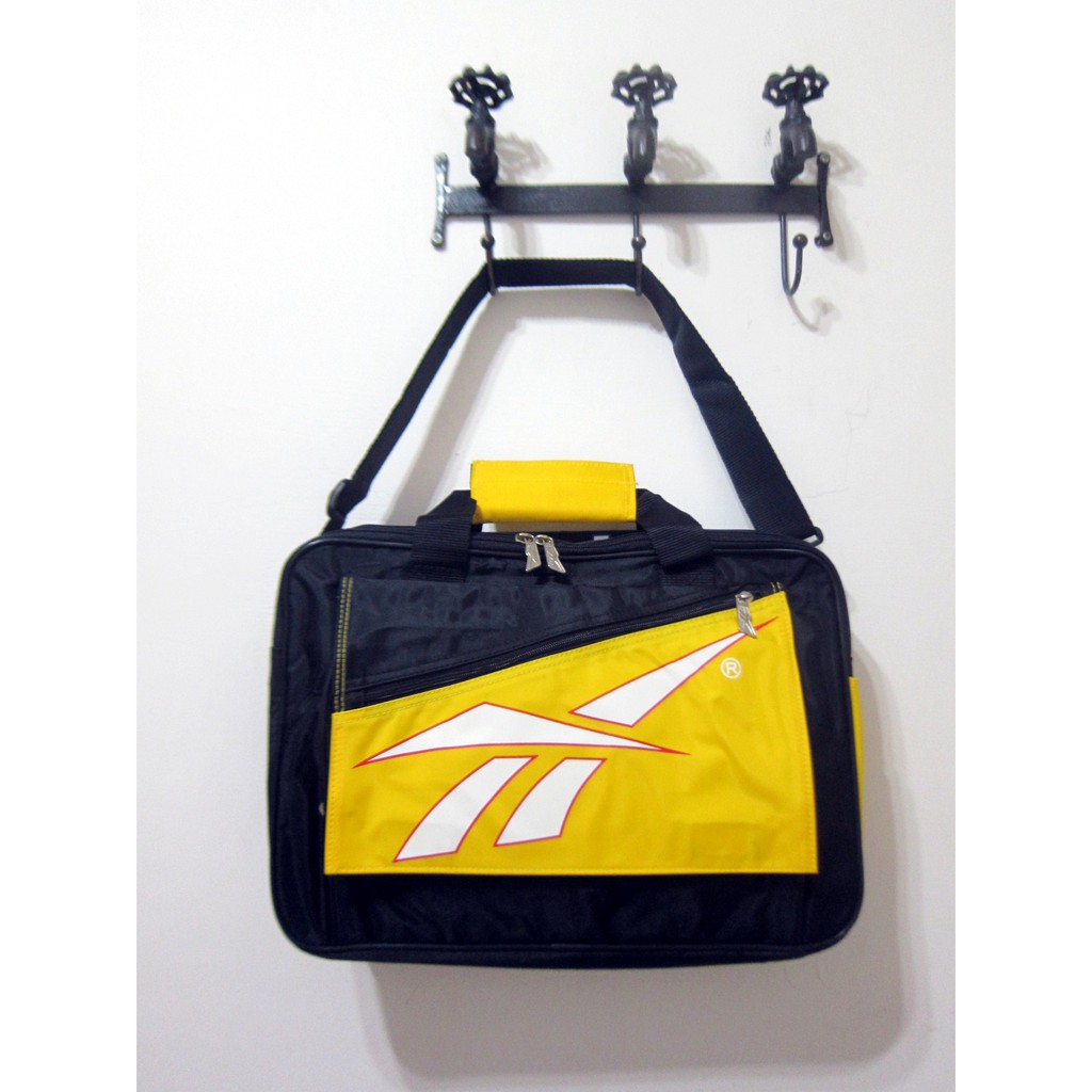 全新 Reebok 銳步 黑 黃 手提袋 公事包 側背包 筆電包 雙向拉鍊 多功能 收納空間多 手提包 書包