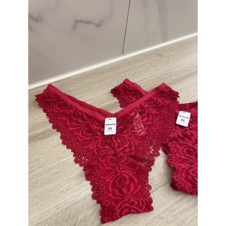 歐美品牌 蕾絲內褲 紅色v褲頭款 半包