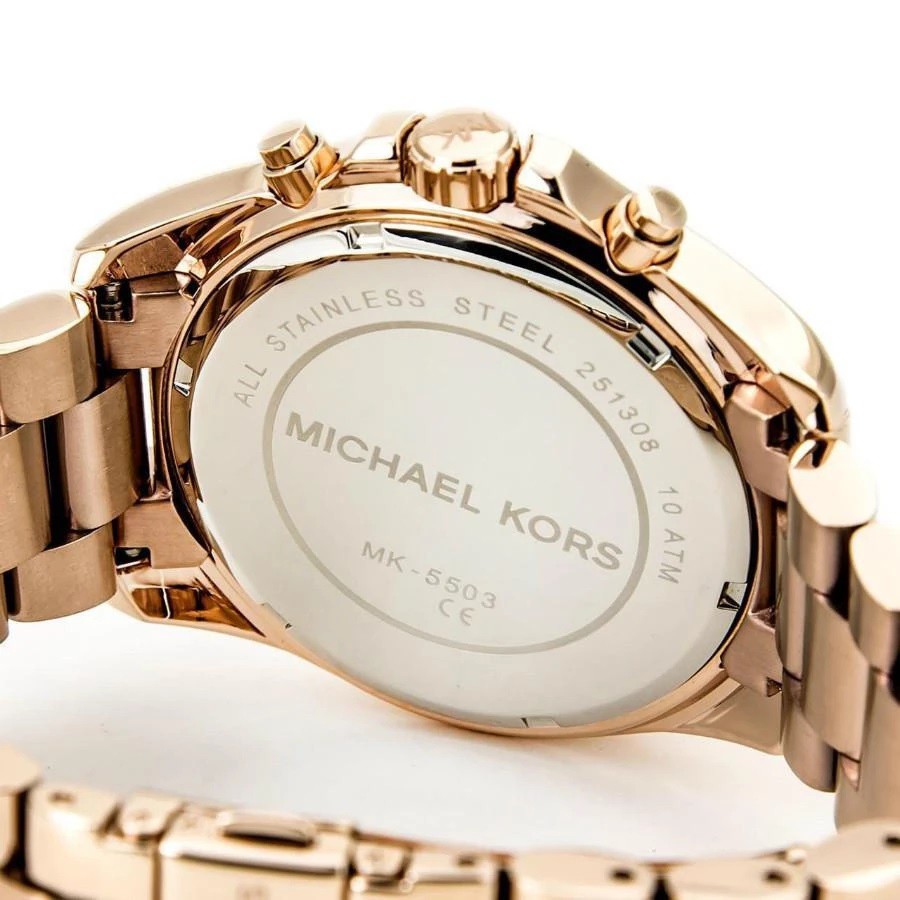 MICHAEL KORS MK5503 羅馬數字顯示三眼計時日期窗全玫瑰金錶款不鏽鋼錶帶原廠正品| 蝦皮購物