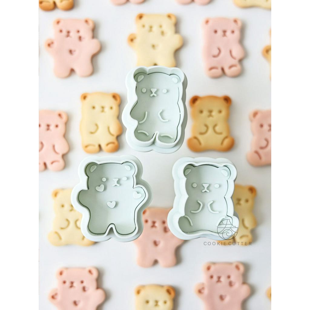 餅乾磨具  烘焙工具 可愛卡通小熊六一餅乾模具情人節愛心熊軟萌動物熊糖霜烘焙工具