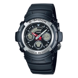 【CASIO 卡西歐】G-SHOCK 多功能 AW-590-1A 雙顯 兩百防水運動錶 電子男錶 黑/銀 台南