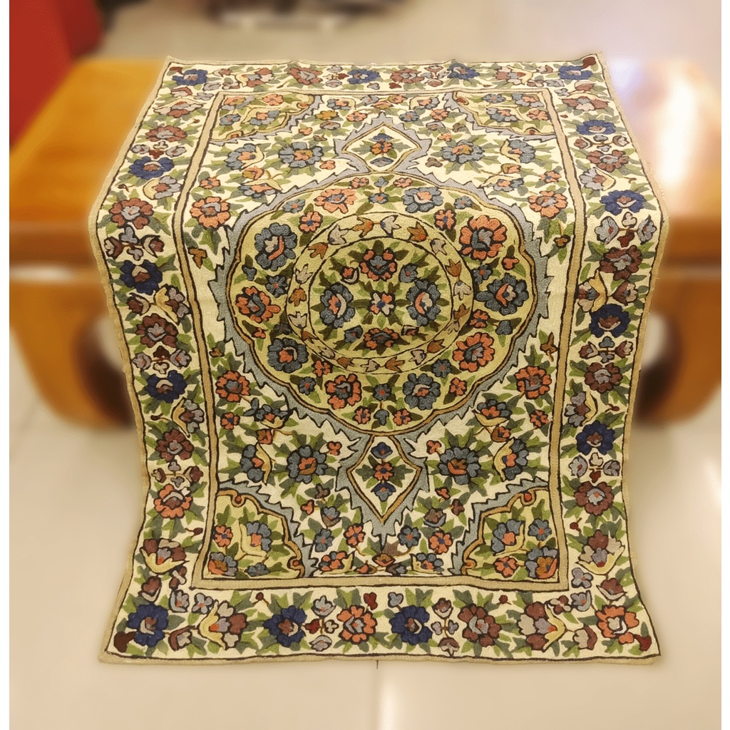 杜鵑｜印度喀什米爾 純手工羊毛 立體鎖鏈刺繡編織地毯 有機花草設計 貴族歐風波斯地墊