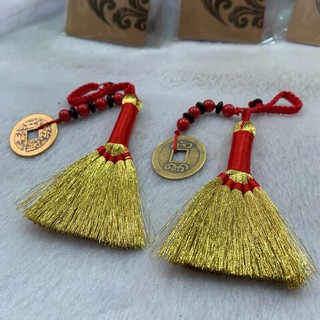 白沙屯媽祖 大甲媽 北港媽祖 手工編織金絲天地掃吊飾（乾隆銅錢，附平安符）
