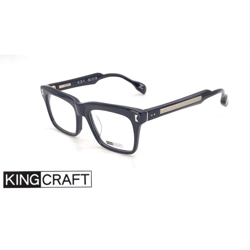 【本閣】KING CRAFT K3-1 日本手工眼鏡復古鏡框 黑色銀飾大框方框 chrome hearts 925銀風格