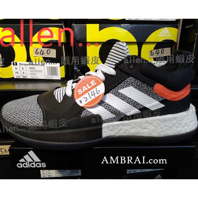 台灣門市代購　adidas MARQUEE BOOST LOW 黑 紅色 低筒 籃球鞋 運動 訓練 NBA D96931