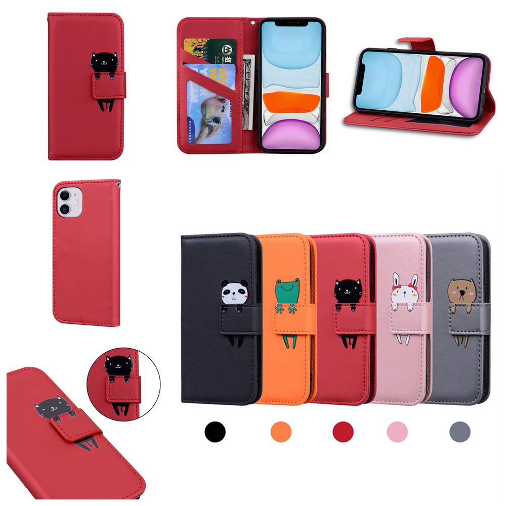卡通動物 翻蓋皮套 iPhone 11 Pro Max 錢包款手機殼 iPhone11 掀蓋保護殼 磁釦手機套 簡約可愛