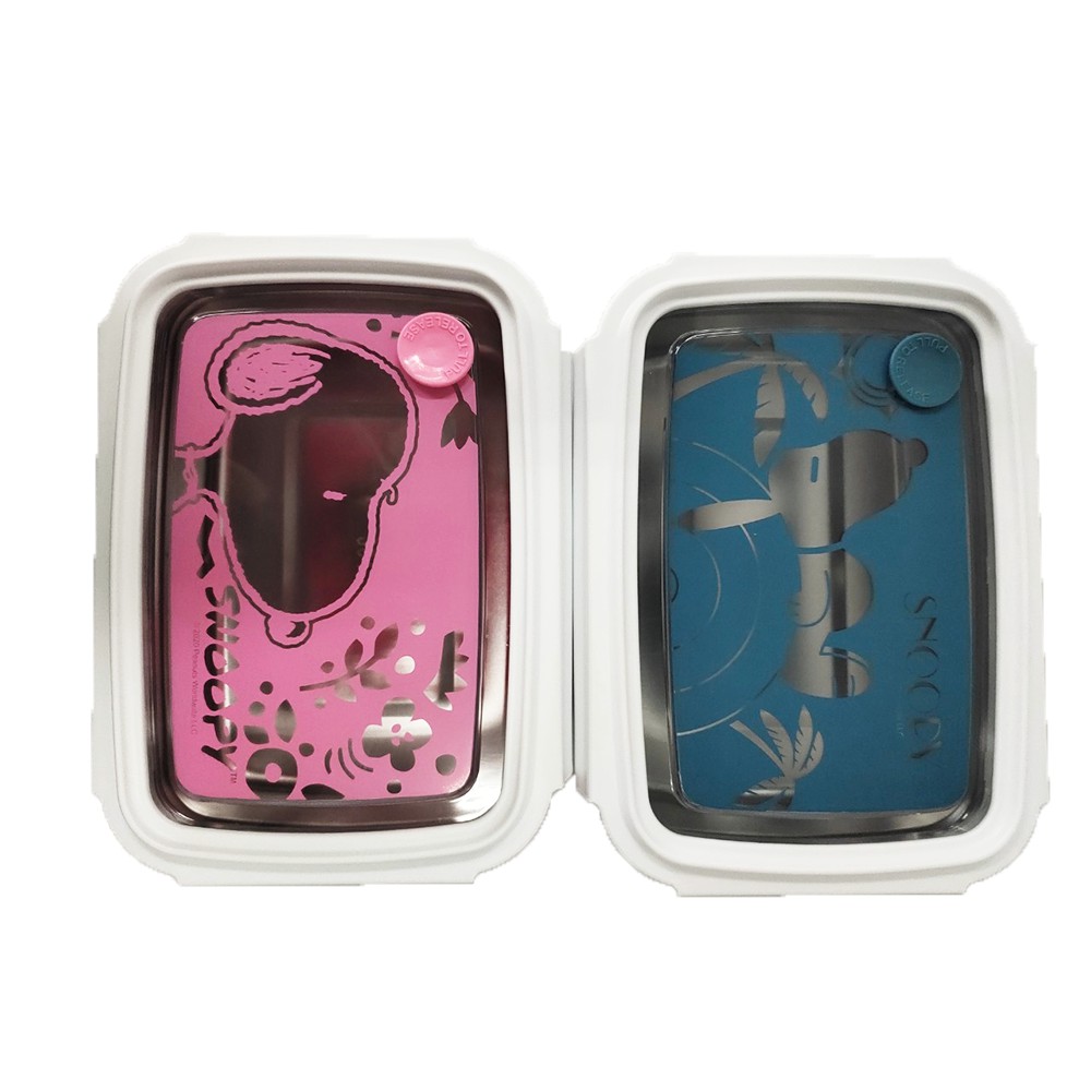 [SNOORY] 史努比不銹鋼密封長方形便當盒 - 青色/粉色   (保鮮盒/野餐/便當)【5ip8】現貨HB0138