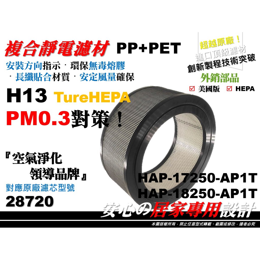 【HEPA】H13 空氣清淨機 原廠 正廠 型 28720 濾心 濾芯 濾網 Honeywell 17250 18250