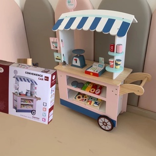 🙋🏻‍♀️兒童禮物✨木製玩具餐車 兒童購物車 男女孩寶寶 玩具廚房套裝組合 手推車 攤販 蔬菜水果 切切樂 超市扮家家酒