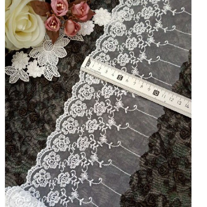 雅蕾坊 白色珍珠紗薔薇花邊蕾絲 Diy手作 文創蕾絲 蝦皮購物