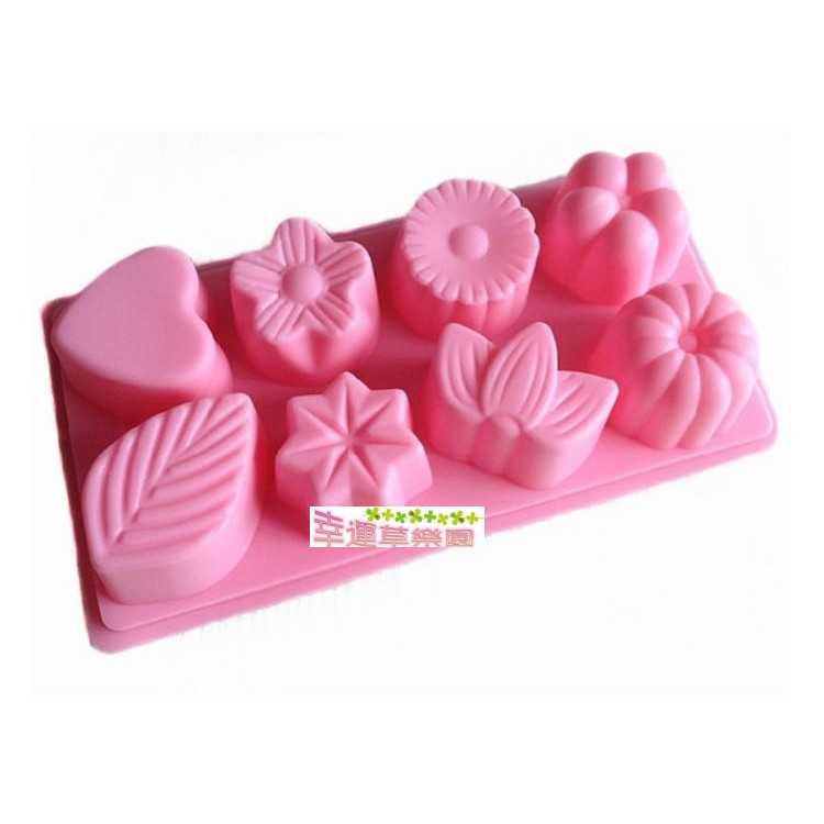 幸運草樂園 歐霸 8連花葉子模具 巧克力模具 矽膠模具 果凍模 巧克力模型 手工皂模 製冰盒 餅乾模具 香磚模具