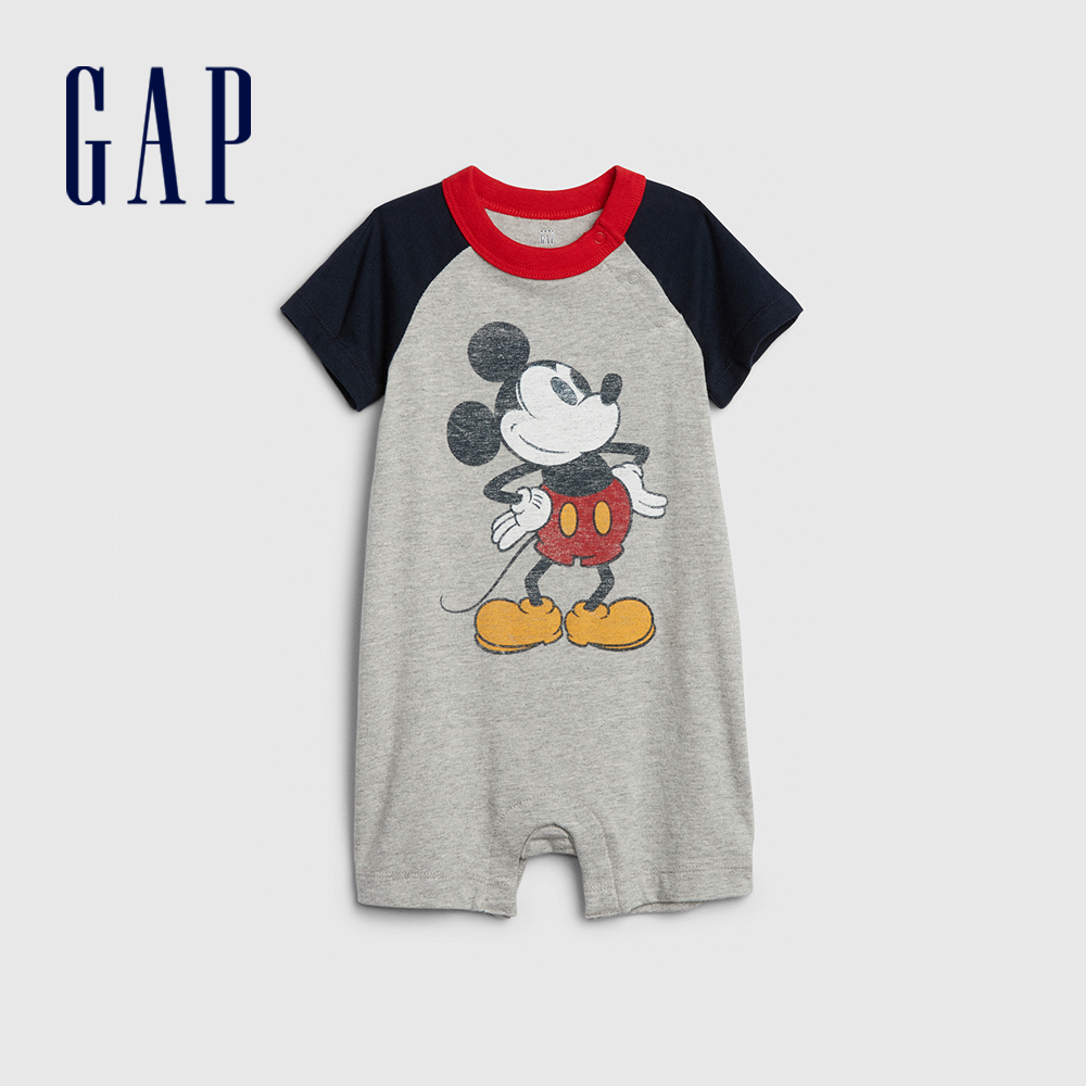 Gap 嬰兒裝 Gap x Disney迪士尼聯名 米奇包屁衣-淺麻灰(550734)
