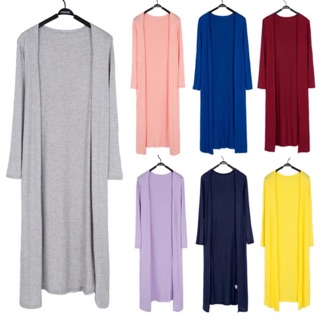 【臺灣現貨✨】莫代爾歐美風 超舒適必備薄長袖長版外套 顯瘦外套 搭配背心 短褲 洋裝百搭