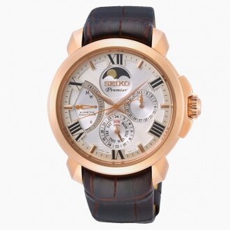 SEIKO 精工 Premier 月相 人動電能腕錶 42.5mm 玫瑰金 (SRX020J1 5D88-0AH0J)