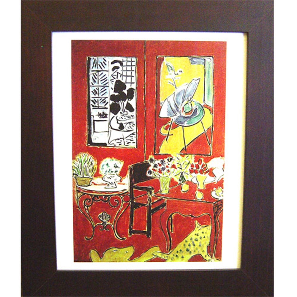 開運陶源 【紅色室內景】Matisse馬諦斯 抽象畫4 世界名畫 掛畫 複製畫 壁飾 38x32cm