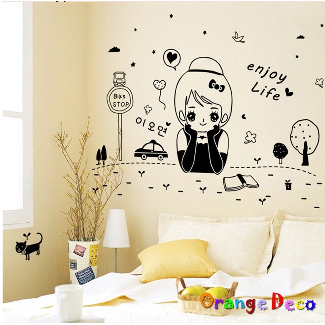 【橘果設計】小女孩 壁貼 牆貼 壁紙 DIY組合裝飾佈置