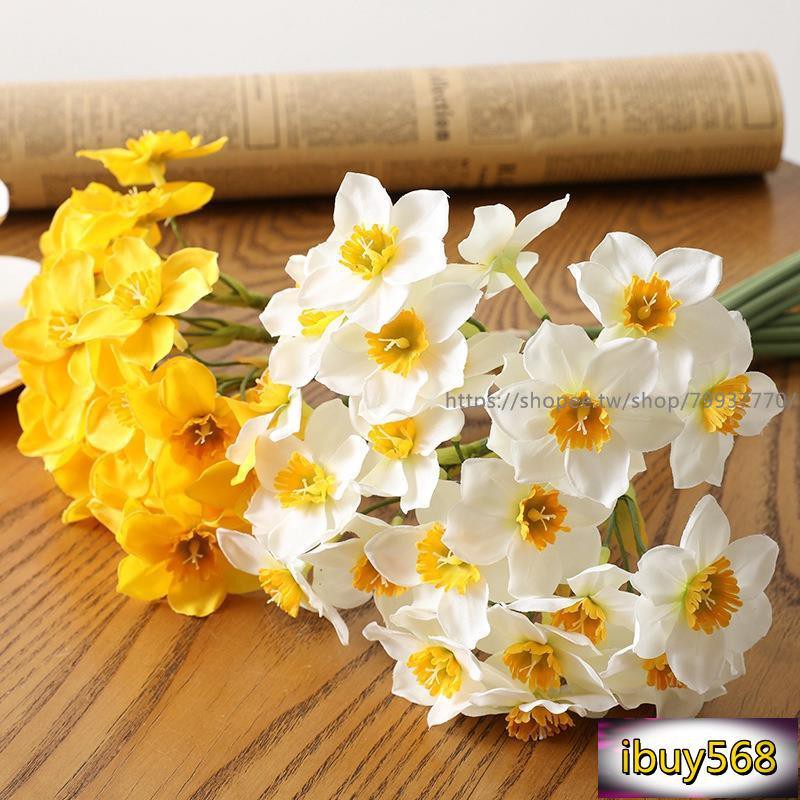 仿真花人造花永生花拍照道具仿真植物花假花裝飾擺飾 水仙花 仿真花假花絹花新年吉祥花小清新家居客廳花瓶插花