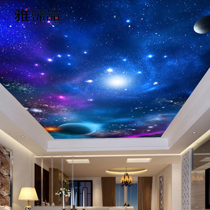 現貨 正品 廠商促銷 宇宙星空天花板壁紙壁畫酒店大堂影視展廳夢幻吊頂墻紙熱賣爆款裝修墻布 蝦皮購物