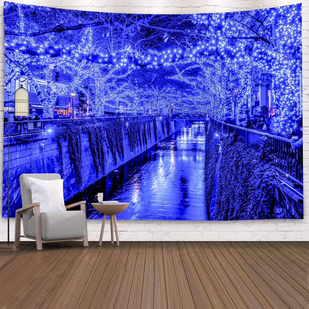 居家裝飾日本城市札幌函館夜景東京塔掛布風景裝飾佈置歐美北歐風ins房間壁佈網紅直播拍攝背景布床頭牆布節慶派對掛畫