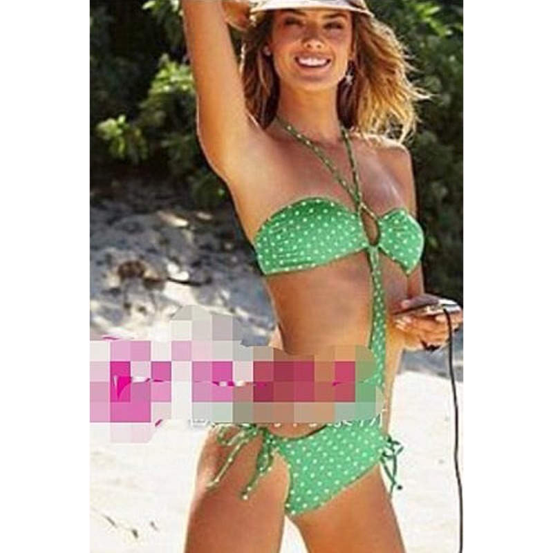 $1300全新真品 S號 Victoria s Secret 維多利亞的秘密 粉綠色 圓點點 比基尼 泳衣~美國旅遊購買