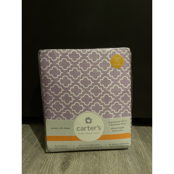 Carter's 嬰兒床 紫色格紋床包