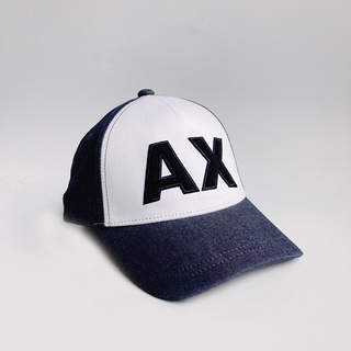 美國百分百【全新真品】Armani Exchange 棒球帽 AX 帽子 電繡logo 拼布 牛仔藍 I299