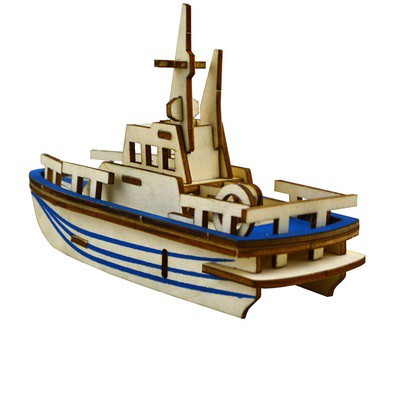 TB-C003雷射版本救生艇3D立體木質拼圖 益智創意兒童仿真模型