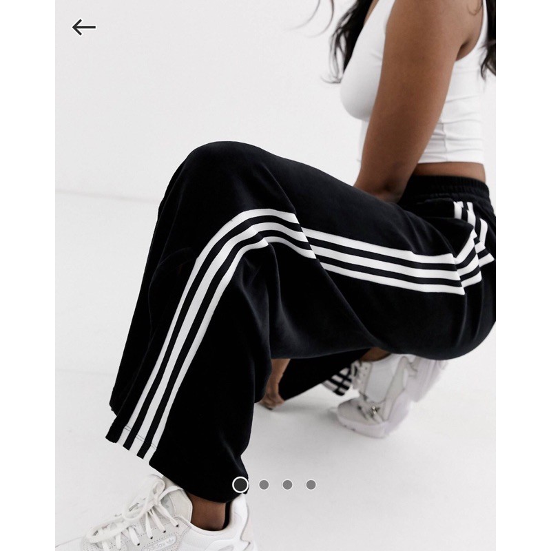 adidas originals taping velvet trousers in black愛迪達黑絲絨 長褲 寬褲