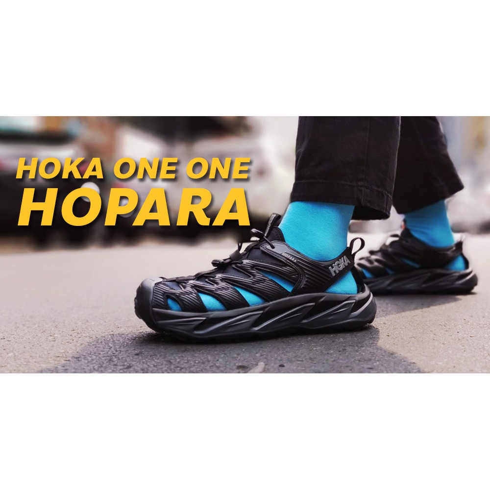 HOKA SKY HOPARA 男鞋 健行涼鞋 暗影黑 藍黃色
