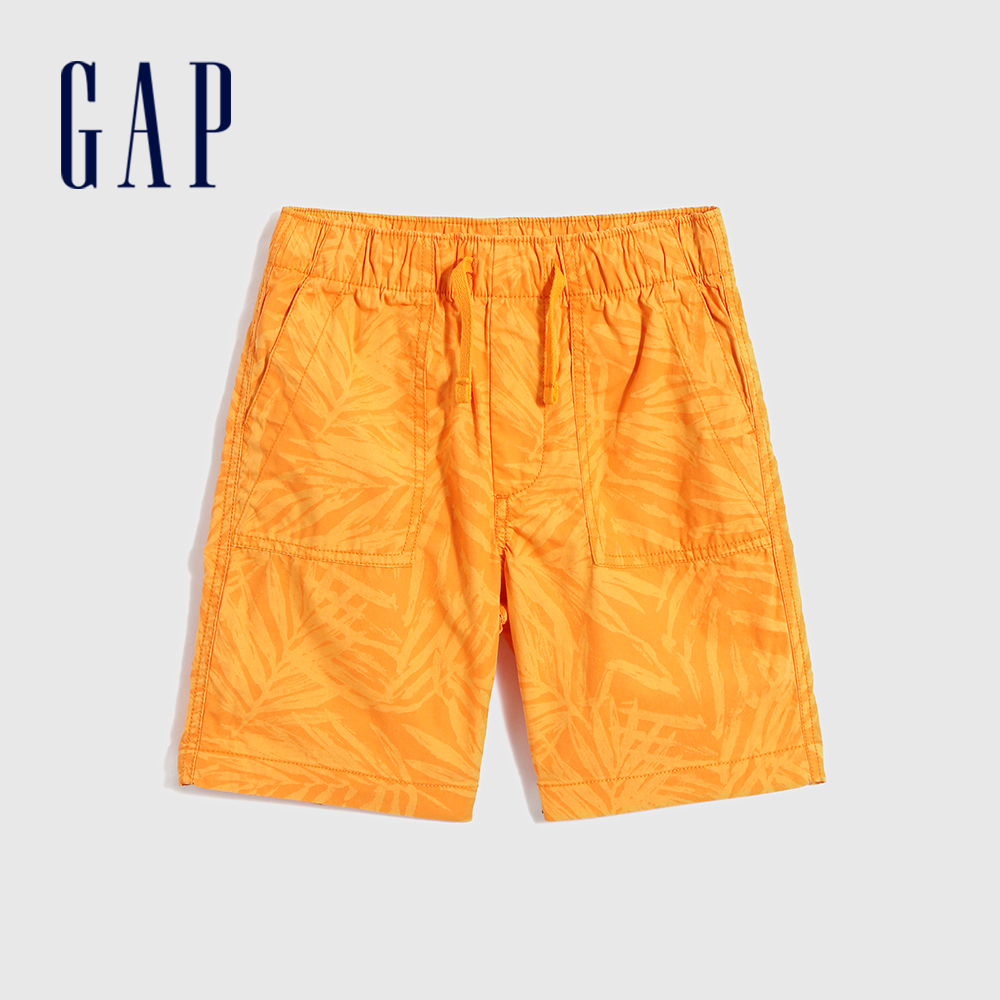 Gap 男童裝 工裝鬆緊透氣短褲-橘黃色(702071)