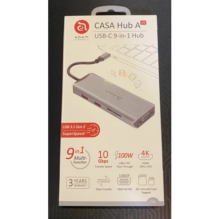 【ADAM 亞果元素】CASA Hub A09 USB-C 3.1 Gen2 九合一多功能高速集線器