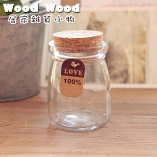 ☆Wood Wood【WZ543】Zakka 超可愛大寬口玻璃軟木塞布丁杯 漂流瓶 許願瓶-現貨