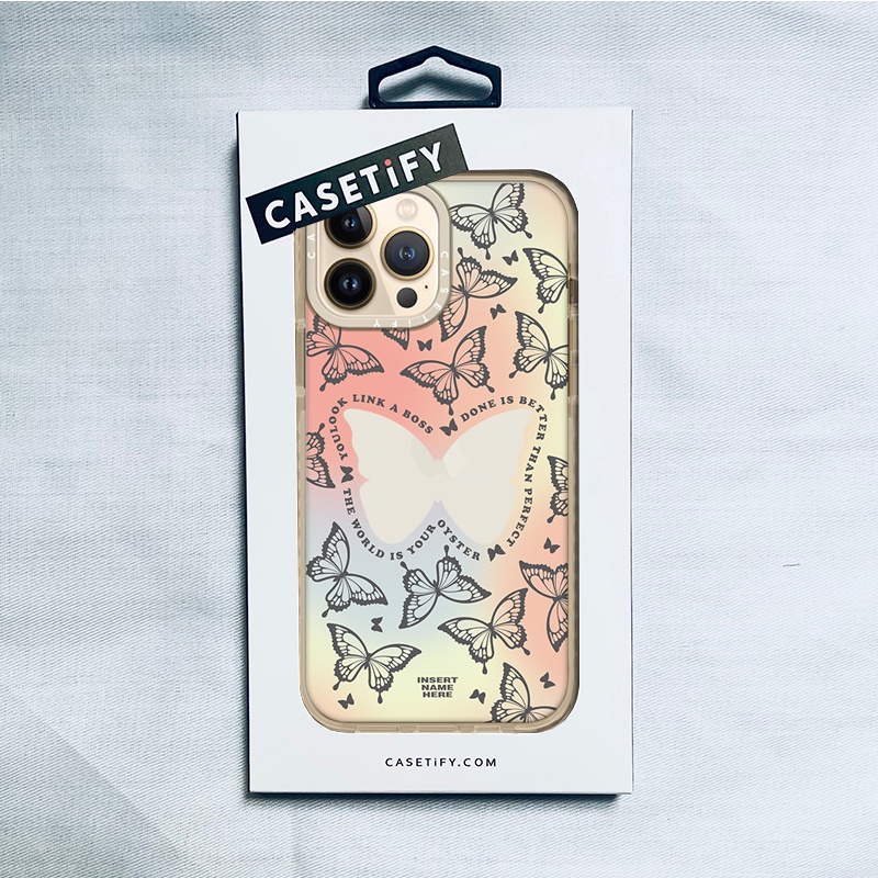 Casetify X 漸變蝴蝶米色手機殼 IPhone 13 12 11 Pro MAX Mini XS MAX XR