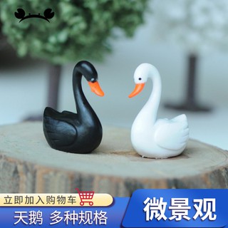 *5號模具館* 微景觀苔蘚裝飾品樹脂玩具DIY可愛創意卡通小擺件 黑天鵝白天鵝