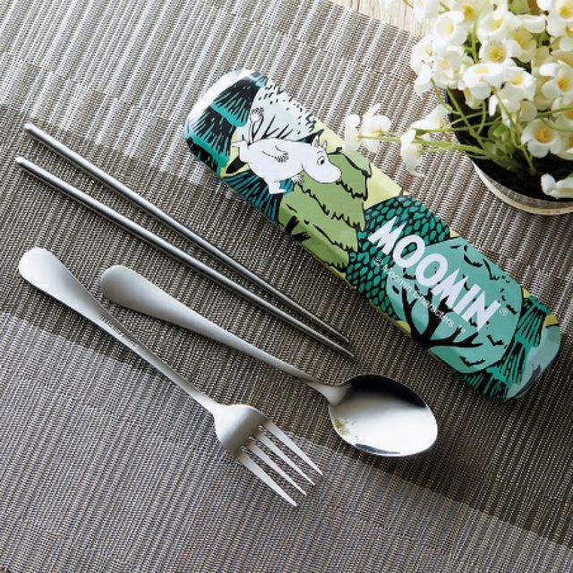 夢時代MOOMIN嚕嚕米森林鐵盒環保餐具組 叉子 筷子 湯匙 3件組