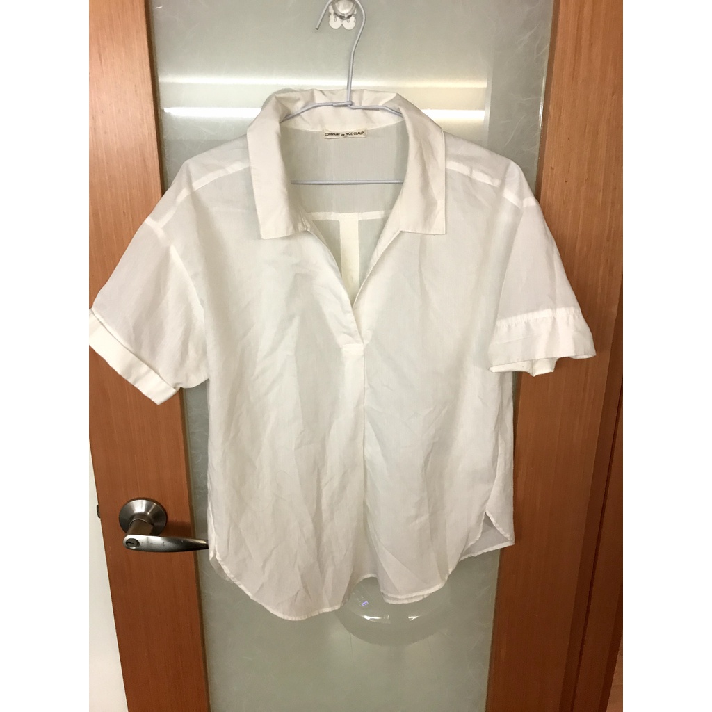 nice claup 短袖白襯衫 日本購入 設計款 二手商品 日本 日系