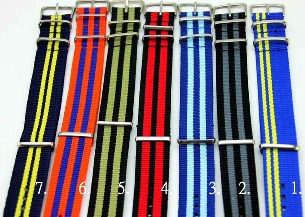 168錶帶配件~20mm ~Nylon Watch Strap 尼龍NATO zulu G10四環時尚軍用錶帶DW