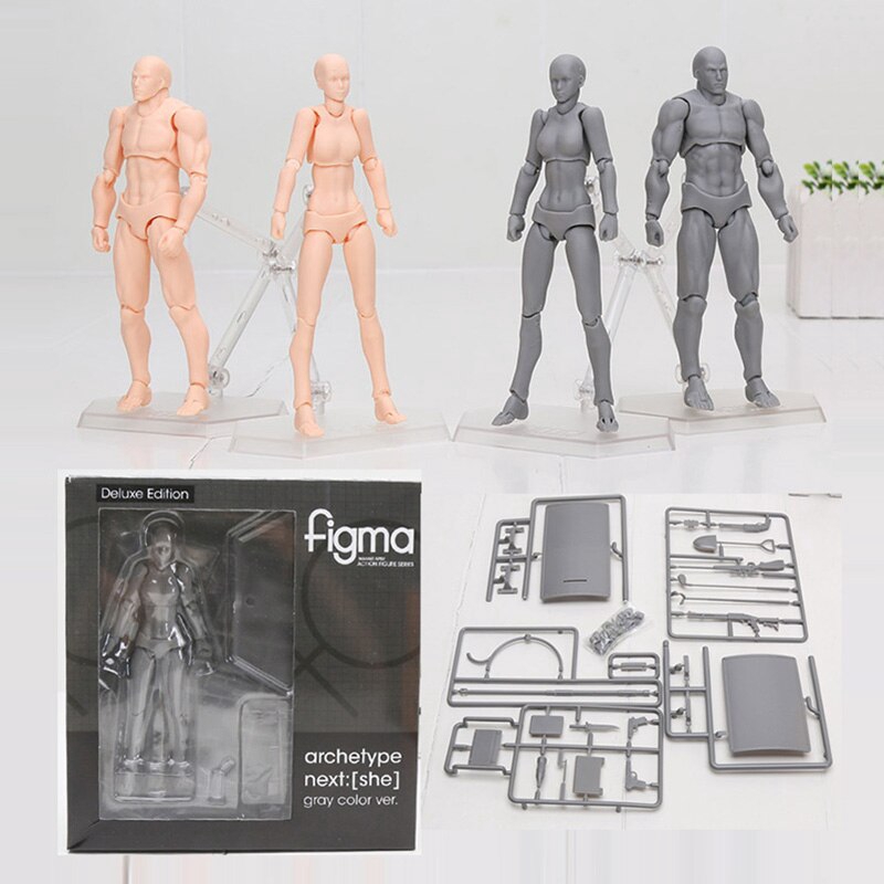Figma 素体豪华版男性女性肌肤色灰色多款零件可動手辦模型绘画道具 蝦皮購物
