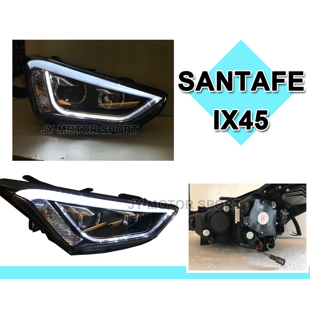 》傑暘國際車身部品《全新 山土匪 SANTAFE IX45 14 15 16 17 年LED日行燈燈眉黑框四魚眼 大燈