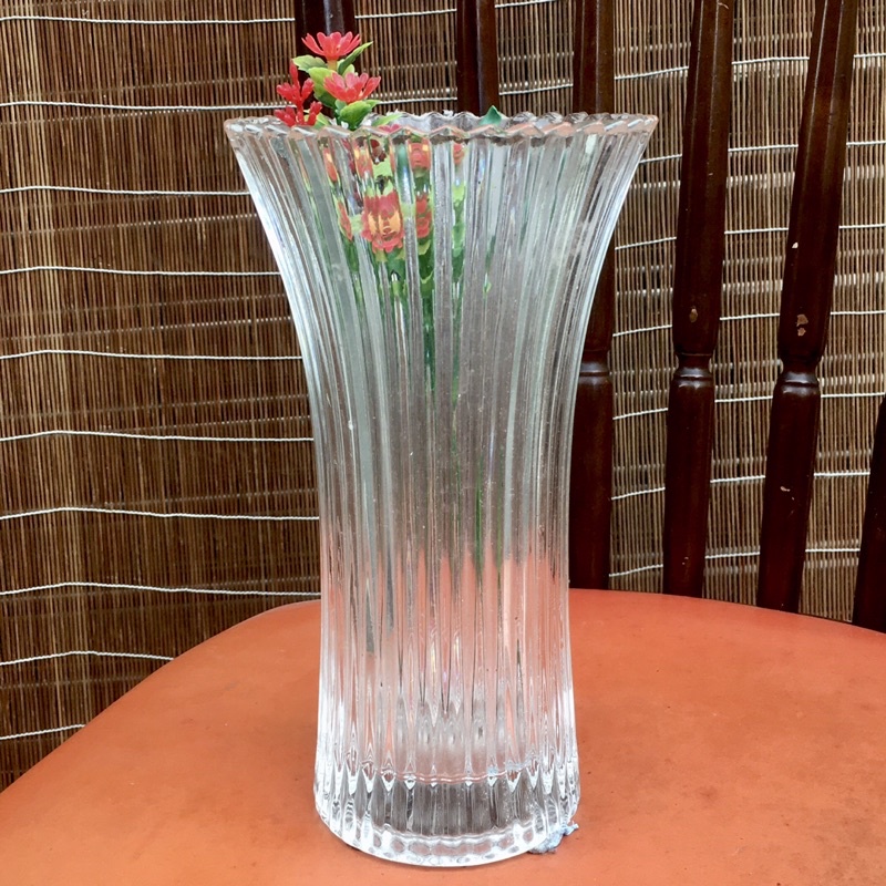 早期 流線型 水晶玻璃花瓶 玻璃花瓶 水晶玻璃 花瓶 瓶 乾燥花瓶 乾燥花花瓶