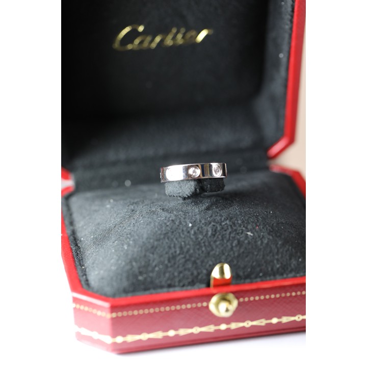 Cartier 18K白金 八顆鑲鑽 LOVE 戒指