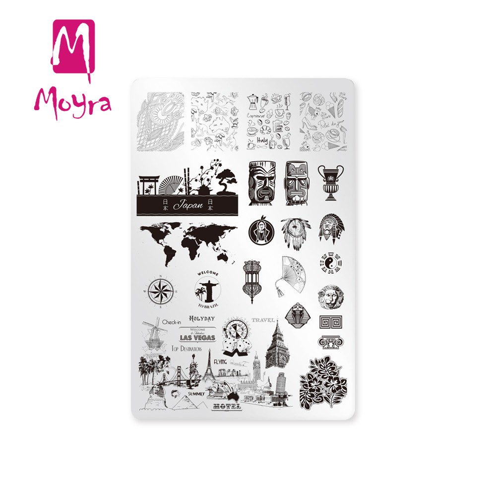 Moyra匈牙利美甲  指彩印花鋼板  轉印鋼板  01環遊世界