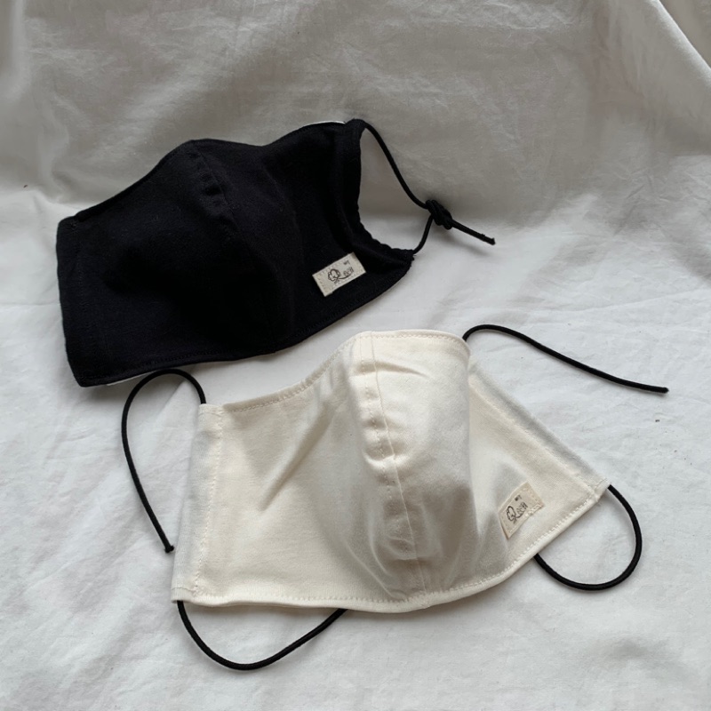 QC館-台灣製【天然有機棉】白色-黑色mask(兩用口罩/口罩套) 透氣舒適 立體服貼