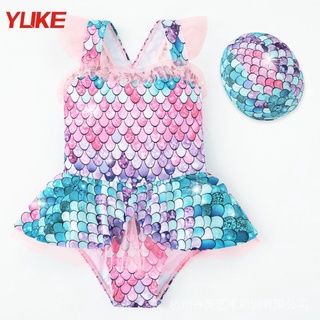 兒童泳衣 女童兒童寶寶公主裙式連身比基尼 可愛洋氣美人魚泳衣 泳具裝備